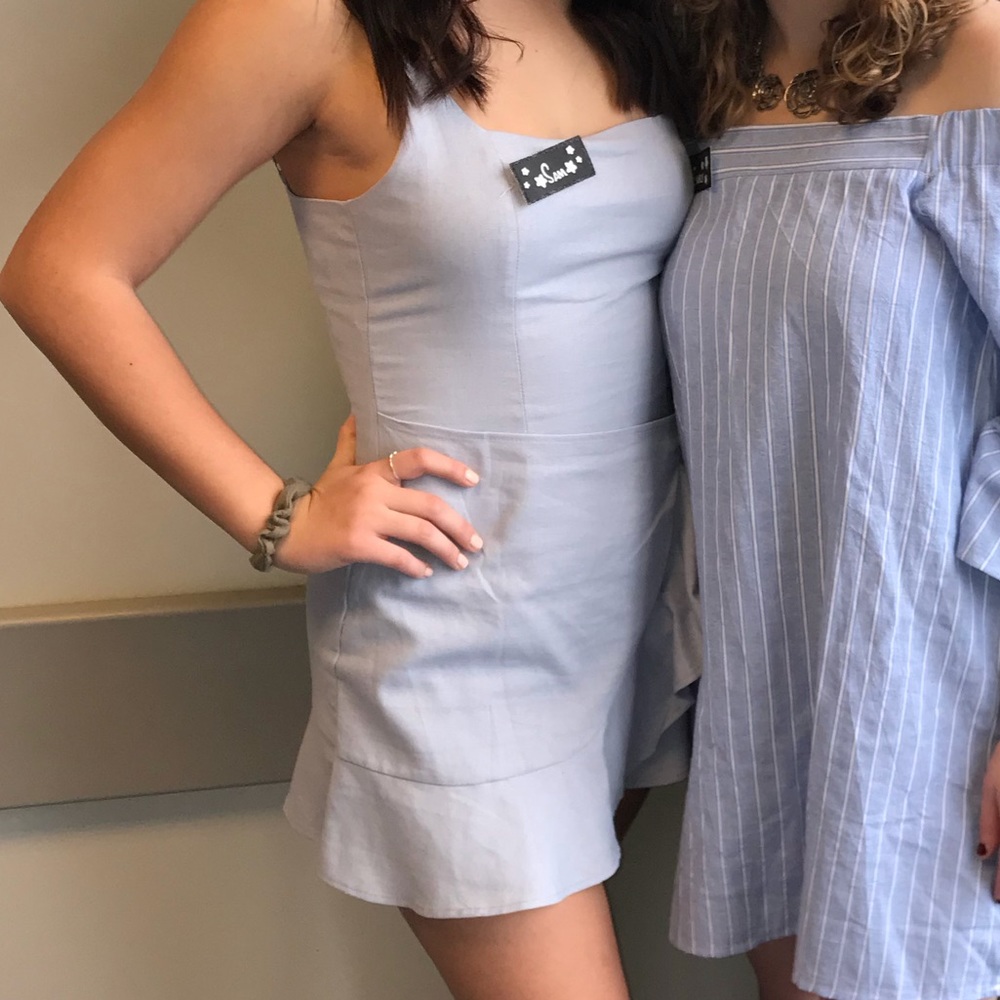 light blue wrap dress